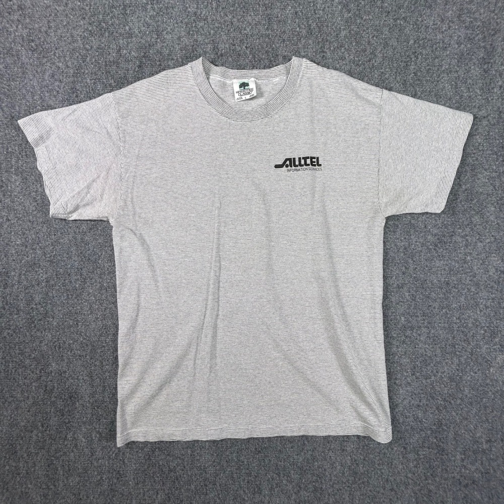 Vintage Kingstree Classic Alltel Striped T-Shirt Mens Large Gray Made in USA